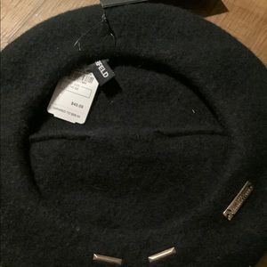 Karl Lagerfeld black cat beret